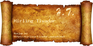 Hirling Tivadar névjegykártya